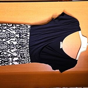 Navy Blue and white Maxi dress with beautiful skirt detail